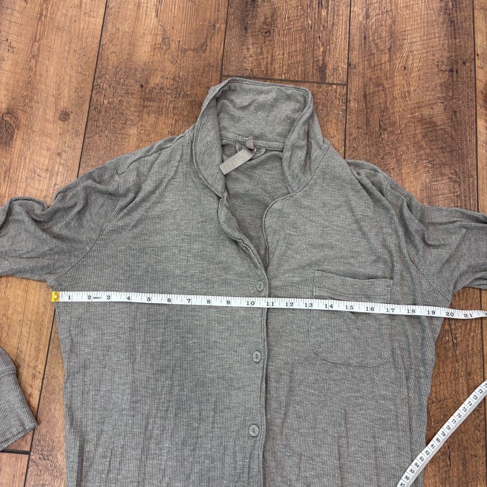 Skims Heather Gray Ribbed Modal Blend Long Sleeve Soft Lounge Sleep Top Size S - Picture 5 of 7